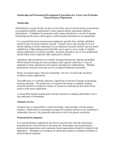 Natural Sciences Department-Scholarship Expectations for Tenure