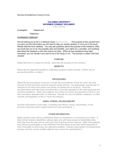 Standard Format for Social/Behavioral Science Consent Documents