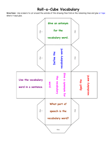 Vocabulary word Roll Cube