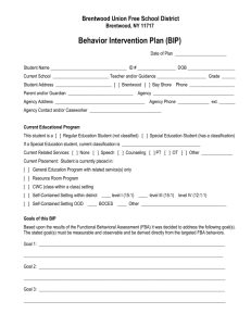 Behavior Intervention Plan (BIP) - Brentwood Union Free School