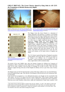 GREAT BRITAIN: The Great Charter signed by King John in AD