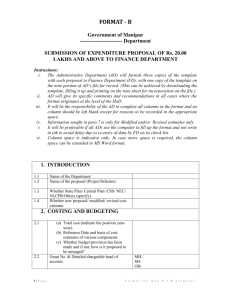 SUBMISSION OF EXPENDITURE PROPOSAL OF Rs. 20.00