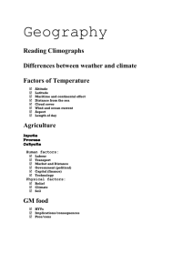 Geography Reading Climographs Differences between weather and