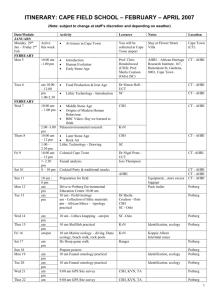 the January to April 2007 Itinerary