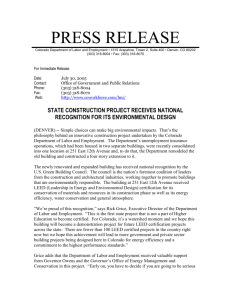 PRESS RELEASE - Colorado Department of Labor and Employment
