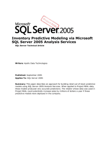 Inventory Predictive Modeling via Microsoft SQL Server 2005