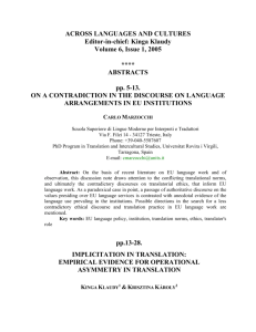 ACROSS LANGUAGES AND CULTURES, Volume 6, Issue 1, 2005