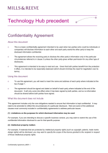 Technology Hub precedent Confidentiality Agreement_M&R1.1 1