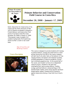 Primate Behavior and Conservation Field Course in Costa Rica