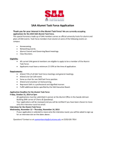 SAA Alumni Task Force Application Thank you for your interest in