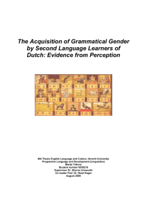 The Acquisition of Grammatical Gender by Second Language