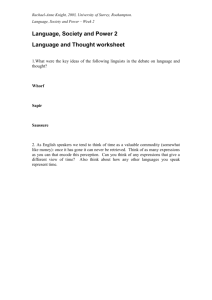 Language and Thought worksheet