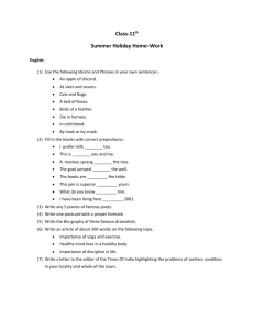 Class-11th Summer Holiday Home–Work English: (1) Use the