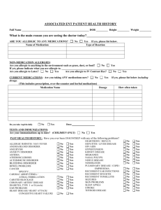 Personal History Form(ENT Patients only)