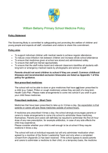 William Bellamy Primary School Medicine Policy Policy Statement