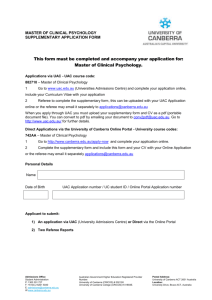 Supplementary Application for Master of Clinical Psychology
