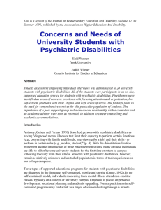 Concerns and Needs of University Students with Psychiatric