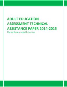 adult education assessment technical assistance paper 2014-2015