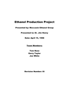 Ethanol Distillation Project - The University of Tennessee at