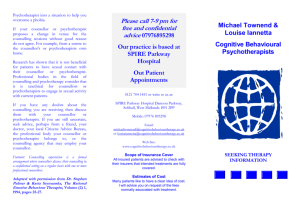 Brochure - Cognitive Behavioural Psychotherapy