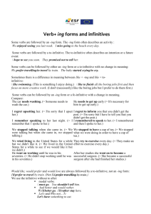 Verb+ ing forms and infinitives
