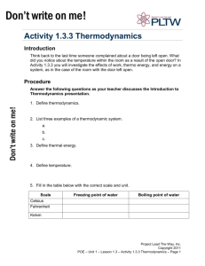 Activity 1.3.3 Thermodynamics