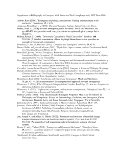 Supplement to bibliography in Emergence