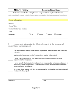 Student Agreement for Conducting Research