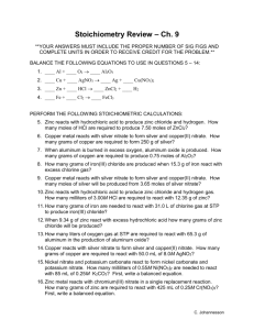 Stoichiometry Study Guide & Review