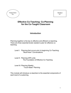 Essential Components for Planning Effective Co-teaching