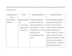 Table 2. Studies of the safety and efficacy of propofol administered
