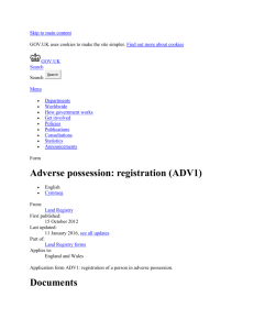 Adverse possession: registration (ADV1) - Publications
