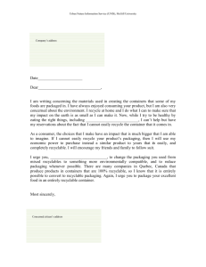 Draft letter for mixed recycling containers