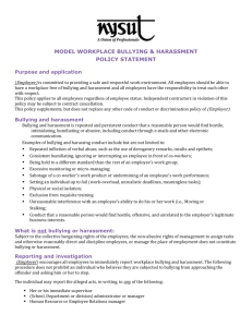 Model Workplace Bullying & Harassment Policy Statement