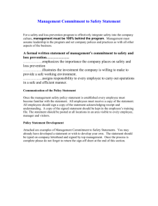 Management Commitment to Safety Statement
