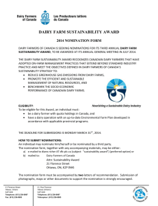 Dairy Farm Sustainability Award 2014 Nomination Form Dairy