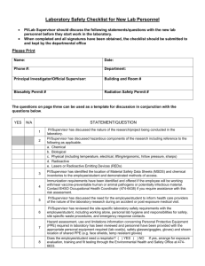 Laboratory Safety Checklist for New Lab Personnel