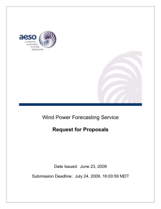 Wind Power Forecasting Service Request for Proposals