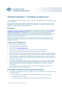 General direction - Transition and teach out