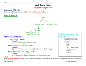 Verb Tense Study - Present Progressive
