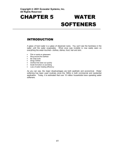 WATER SOFTENER OPERATION AND CONTROL