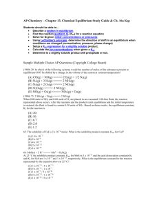 AP Chemistry – Chapter 13, Chemical Equilibrium Study Guide & Ch