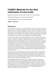 CAN001 Methods for the field euthanasia of cane toads
