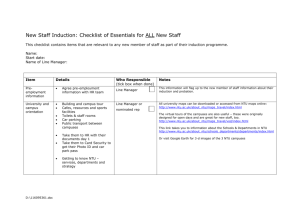 Checklist for New Academic Team Colleagues within School of