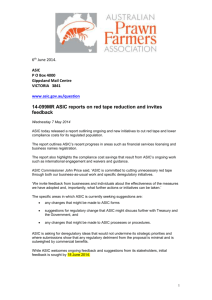 ASIC 14-099MR Red Tape Reduction feedback