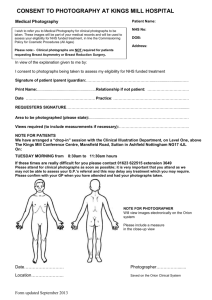 Consent to Photograph Form for SFHT