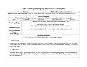 LCSD CCSS English Language Arts Instructional Template