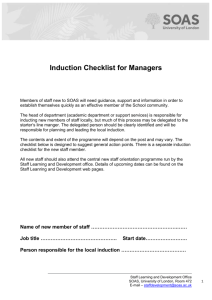 Induction Checklist for Managers