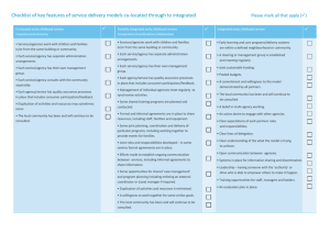 Checklist of key features of service delivery models co