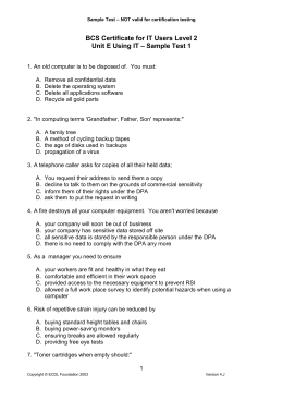 ECDL / ICDL IT Security Partial Sample Test